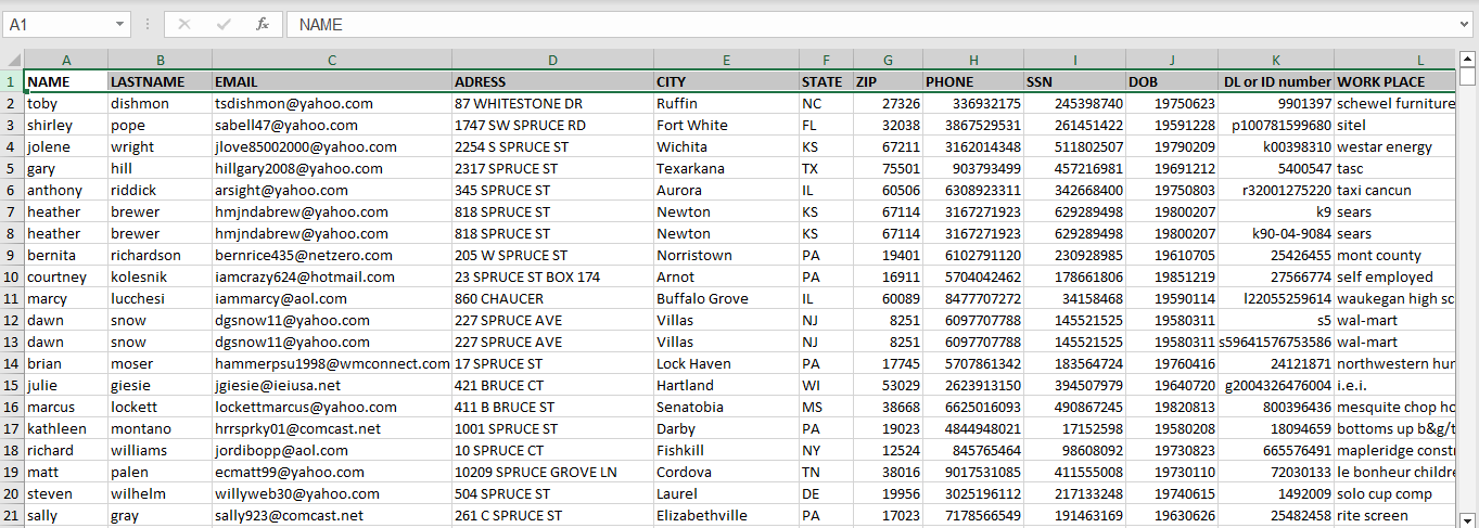 1 MILLION SSN RECORDS FROM ALL MIX STATES. PART-1-