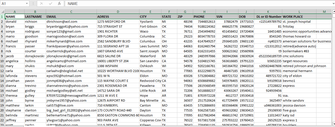 1 MILLION SSN RECORDS FROM ALL MIX STATES.PART-6-