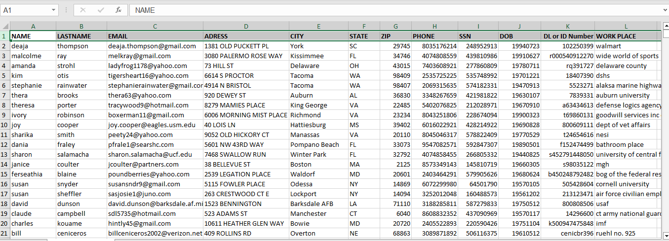 1 MILLION SSN RECORDS FROM ALL MIX STATES.PART-13-