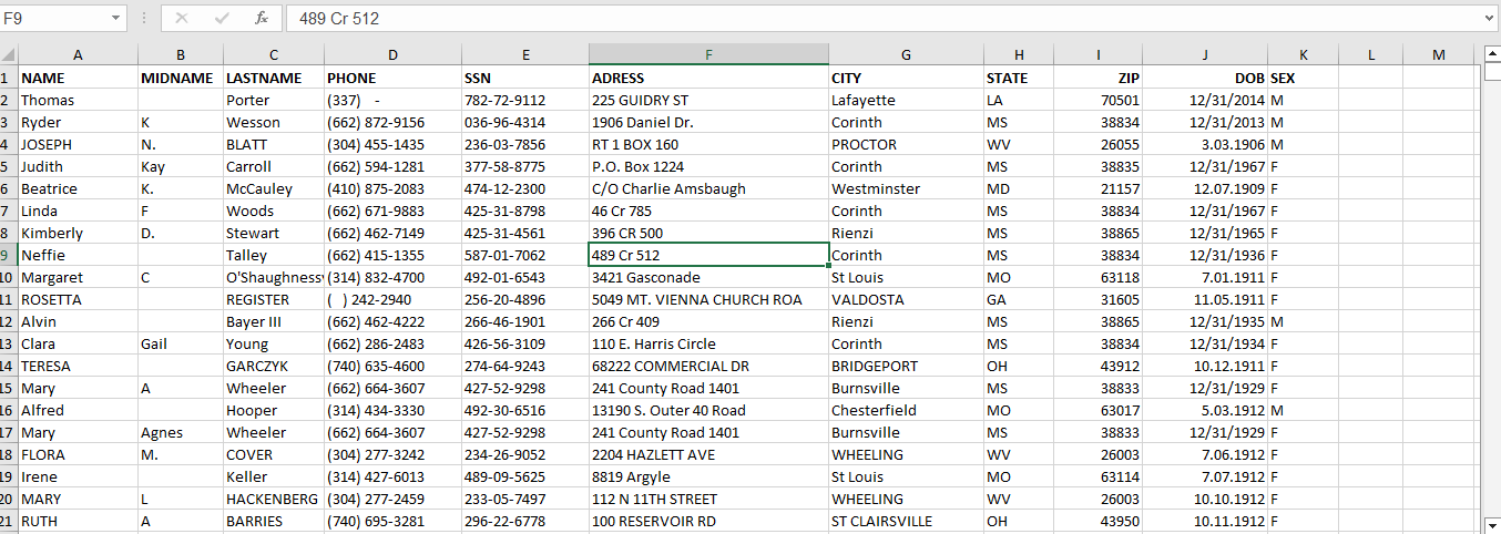 350K SSN record from all MIX states in this file. HIGH QUALITY