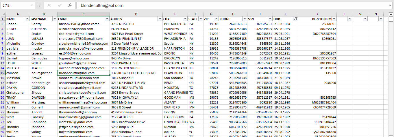 750 k MIX STATE SSN+DL HIGH QUALITY