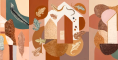 Set of 3 - Garden of Eden Abstract AI Designs - Terracotta collection